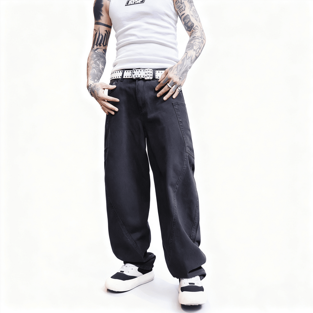 Loose Fit Straight-Leg Washed Basic Jeans