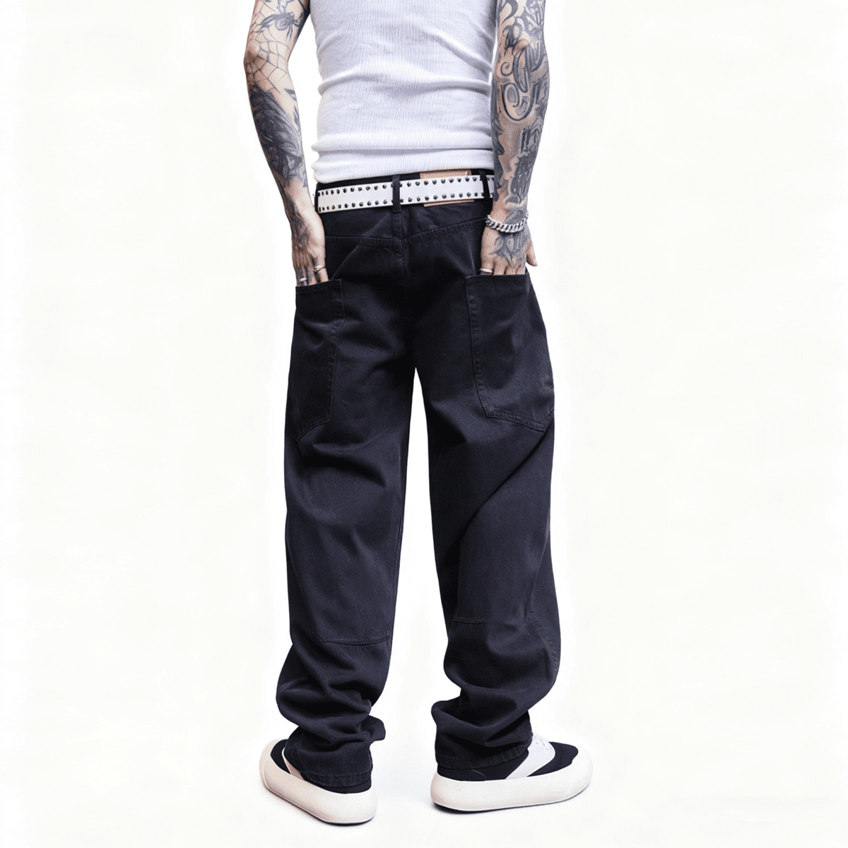 Loose Fit Straight-Leg Washed Basic Jeans