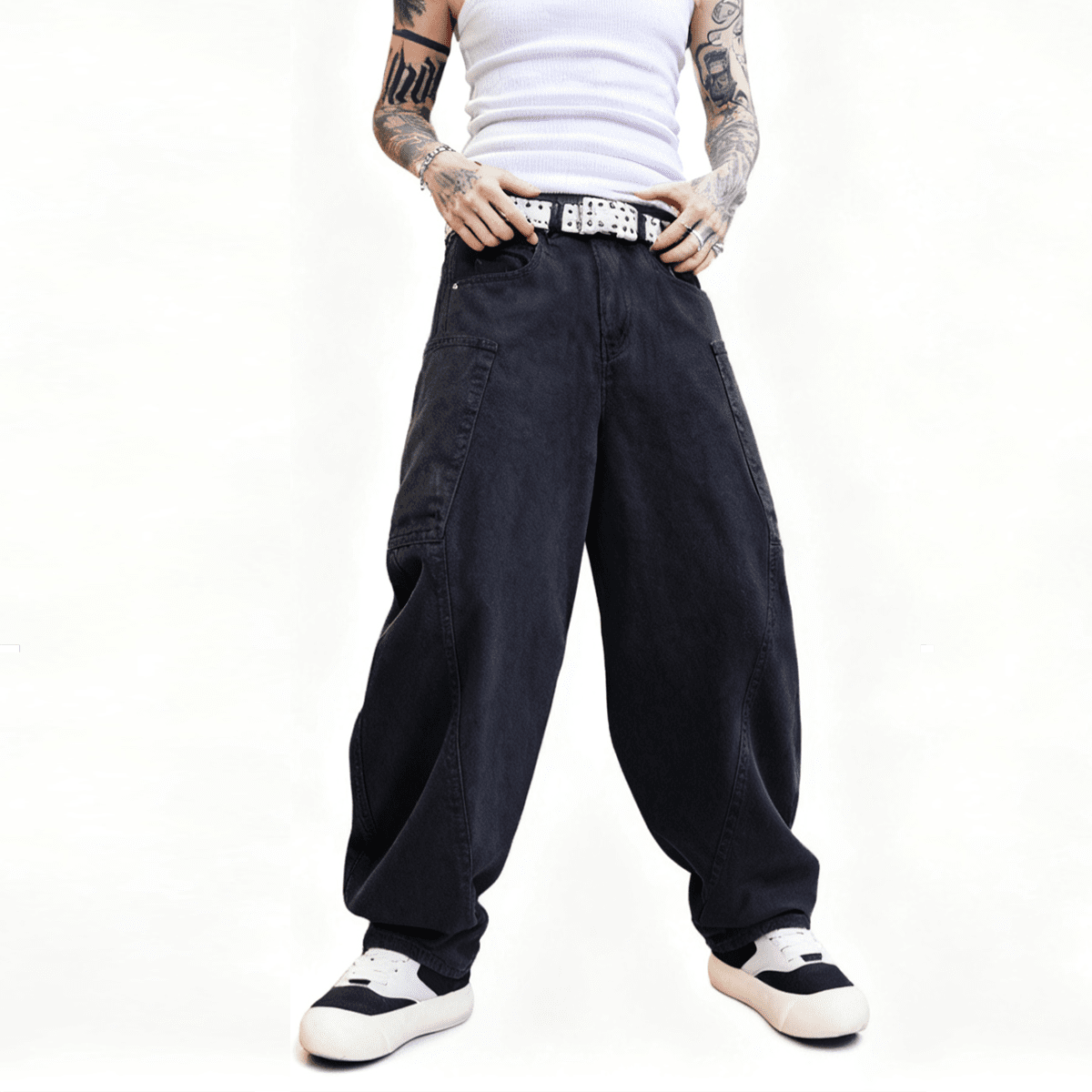 Loose Fit Straight-Leg Washed Basic Jeans