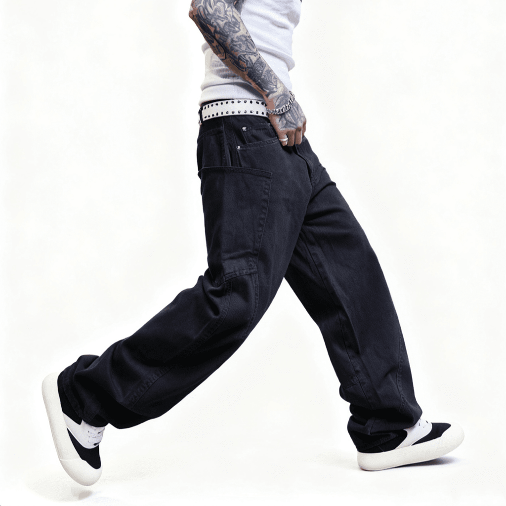 Loose Fit Straight-Leg Washed Basic Jeans